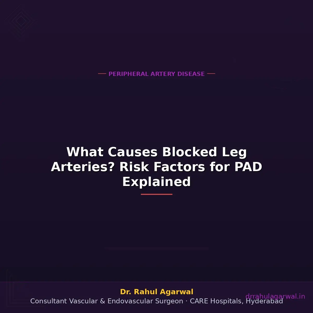Risk factors for blocked leg arteries PAD — smoking diabetes hypertension — Dr Rahul Agarwal